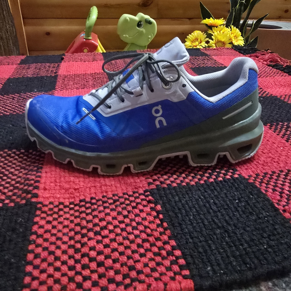 On Running Gray and Blue Sneakers